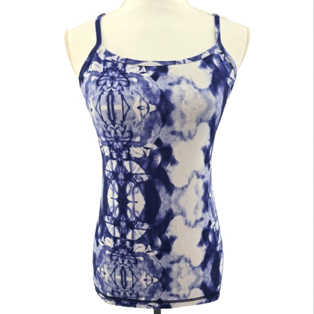 Lululemon Power Y Racerback Tank Indigo Inkblot Size 8 Shelf Bra Stretch